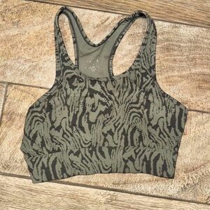 Olive Green Animal Print Racerback Sports Bra